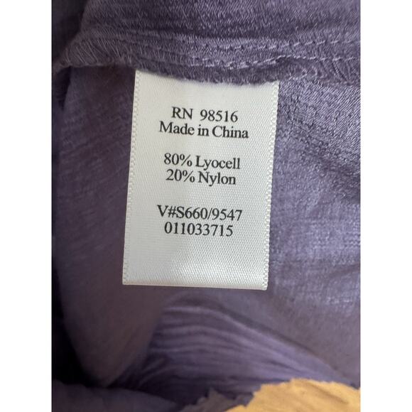 Coldwater Creek Button Up Sz 1X Purple Ruffled Neck Cottagecore Dark Academia - Picture 8 of 11
